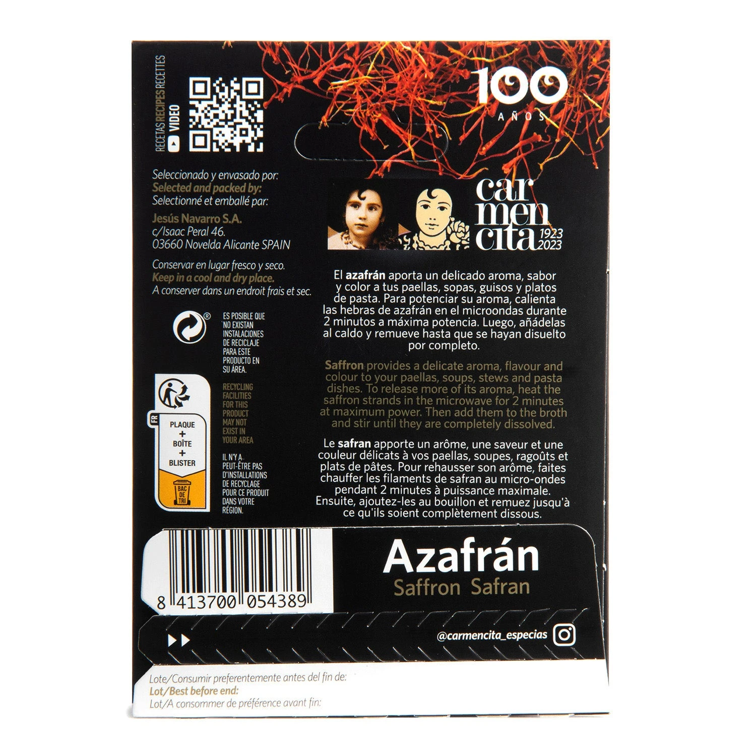 CARMENCITA 15 x Azafrán hebra extra 0.375g(Carmencita 15 x azafran hebra extra 0 375g) CARMENCITA 15 X Azafrán Hebra Extra 0.375g(Carmencita 15 X Azafran Hebra Extra 0 375g) -Mesa Del Sur