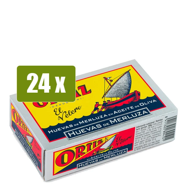 ORTIZ 24 x Huevas de merluza en aceite de oliva 112g(Ortiz 24 x huevas de merluza en aceite de oliva 112g) ORTIZ 24 X Huevas De Merluza En Aceite De Oliva 112g(Ortiz 24 X Huevas De Merluza En Aceite De Oliva 112g) -Mesa Del Sur