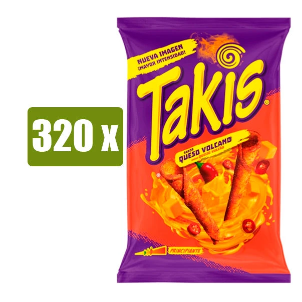 TAKIS 10 x Queso Volcano 130g(Takis 10 x queso volcano rollitos de maiz crujientes 140g) TAKIS 10 X Queso Volcano 130g(Takis 10 X Queso Volcano Rollitos De Maiz Crujientes 140g) -Mesa Del Sur