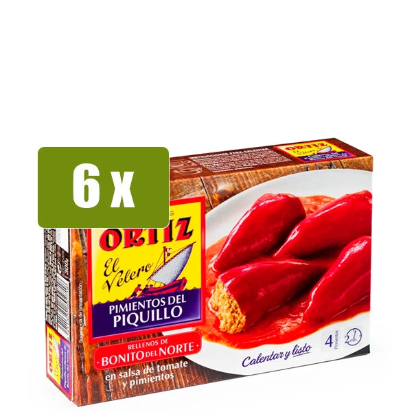 ORTIZ 6 x Pimientos del piquillo rellenos de bonito del norte 300g(Ortiz 6 x pimientos del piquillo rellenos de bonito del norte 300g) ORTIZ 6 X Pimientos Del Piquillo Rellenos De Bonito Del Norte 300g(Ortiz 6 X Pimientos Del Piquillo Rellenos De Bonito Del Norte 300g) -Mesa Del Sur