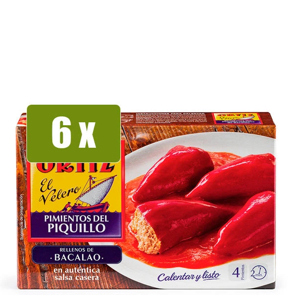 ORTIZ 6 x Pimientos del piquillo rellenos de bacalao 300g(Ortiz 6 x pimientos del piquillo rellenos de bacalao 300g) ORTIZ 6 X Pimientos Del Piquillo Rellenos De Bacalao 300g(Ortiz 6 X Pimientos Del Piquillo Rellenos De Bacalao 300g) -Mesa Del Sur