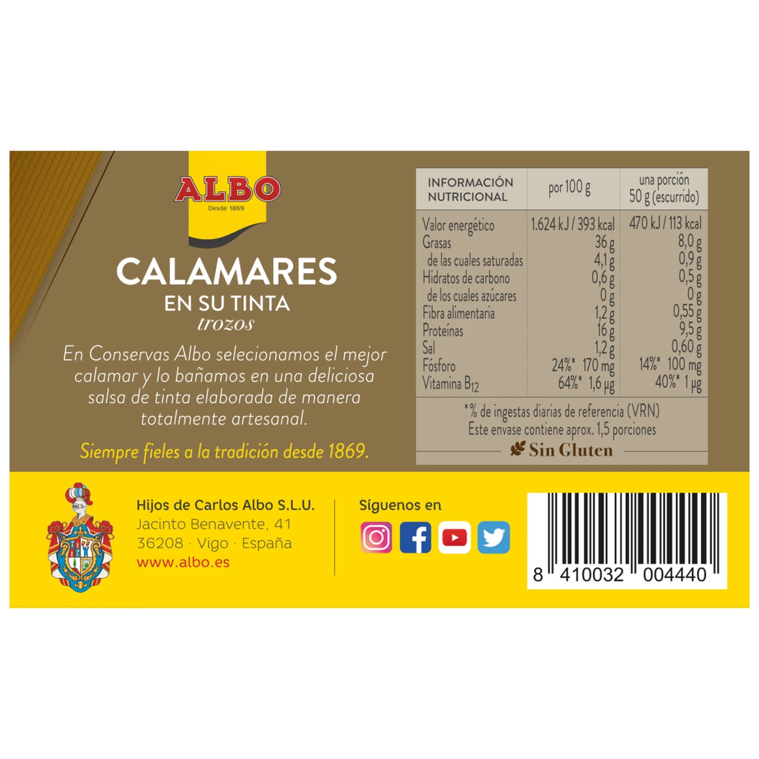 ALBO Calamares en su tinta a trozos 72g(Albo calamares en su tinta a trozos lata de 72 gr) ALBO Calamares En Su Tinta A Trozos 72g(Albo Calamares En Su Tinta A Trozos Lata De 72 Gr) -Mesa Del Sur albo 1b