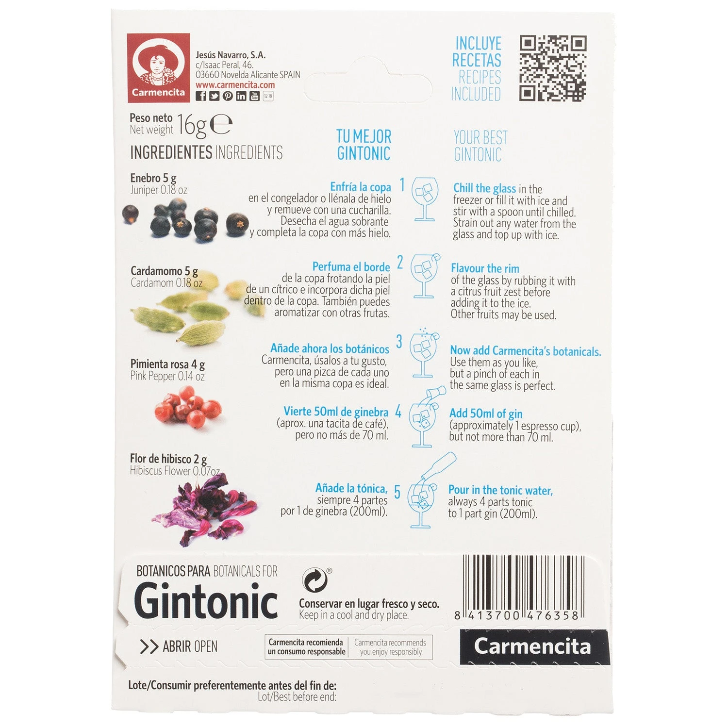 CARMENCITA 12 x Botánicos para Gin Tonic 16g(Carmencita 12 x botanicos para gin tonic 16g) CARMENCITA 12 X Botánicos Para Gin Tonic 16g(Carmencita 12 X Botanicos Para Gin Tonic 16g) -Mesa Del Sur botanicals 2