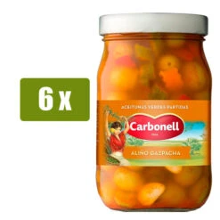 CARBONELL 6 X Aceitunas Aliñadas Estilo Gazpacha 450g(Carbonell 6 X Aceitunas Alinadas Estilo Gazpacha 450g)