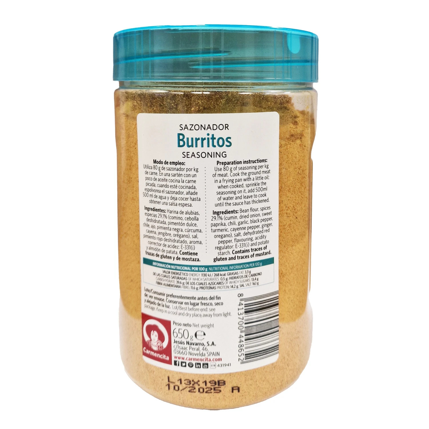 CARMENCITA Sazonador Burritos 650g(Carmencita sazonador burritos 650g) CARMENCITA Sazonador Burritos 650g(Carmencita Sazonador Burritos 650g) -Mesa Del Sur carmencica burrito 2