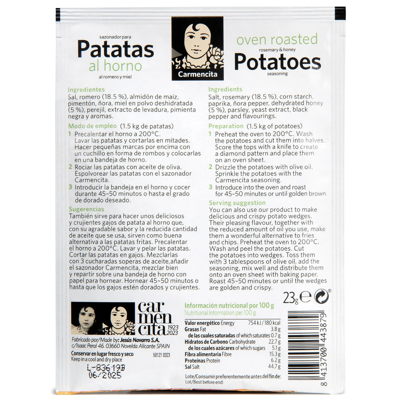 CARMENCITA 15 x Sazonador patatas al horno al romero y miel 25g(Carmencita 15 x sazonador patatas al horno al romero y miel 25g) CARMENCITA 15 X Sazonador Patatas Al Horno Al Romero Y Miel 25g(Carmencita 15 X Sazonador Patatas Al Horno Al Romero Y Miel 25g) -Mesa Del Sur carmencita patatas 2