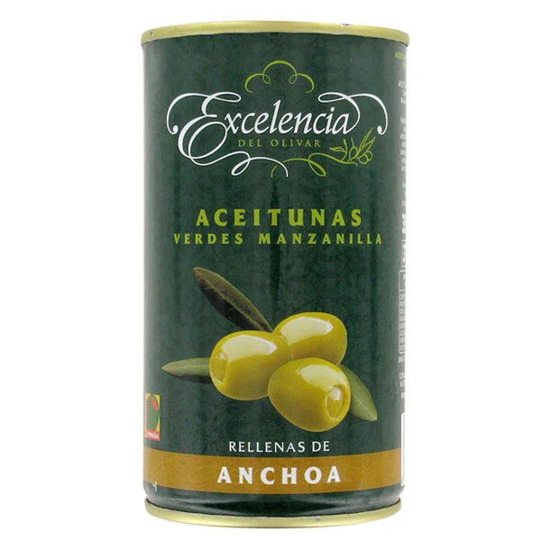 EXCELENCIA Aceitunas verdes manzanilla rellenas de anchoas 150g(Excelencia aceitunas verdes manzanilla rellenas de anchoa) EXCELENCIA Aceitunas Verdes Manzanilla Rellenas De Anchoas 150g(Excelencia Aceitunas Verdes Manzanilla Rellenas De Anchoa) -Mesa Del Sur