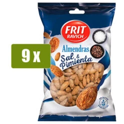 FRIT RAVICH 9 X Almendras Tostadas Con Sabor A Sal Y Pimienta 105g(Frit Ravich 9 X Almendras Tostadas Con Sabor A Sal Y Pimienta 105g)