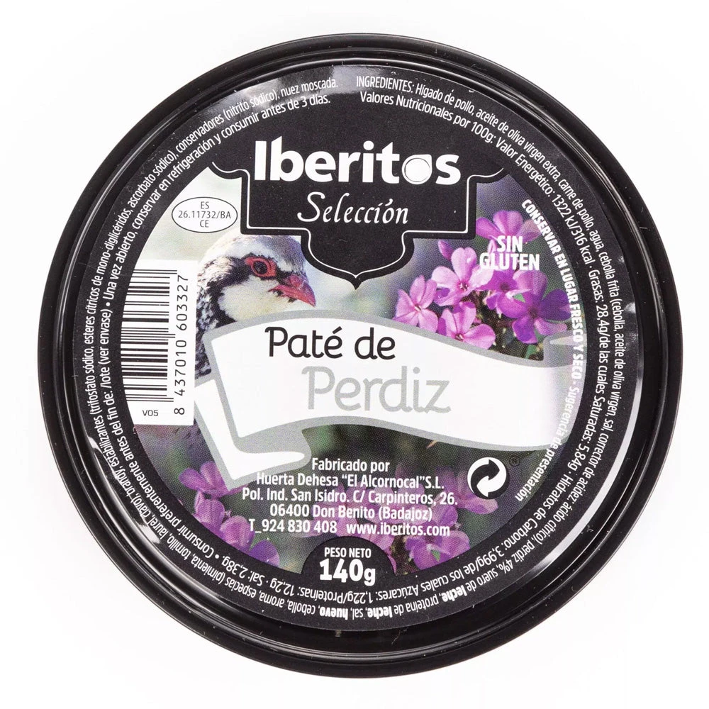 IBERITOS Paté de perdiz de monte 140g(Iberitos pate de perdiz de monte 140 gr) IBERITOS Paté De Perdiz De Monte 140g(Iberitos Pate De Perdiz De Monte 140 Gr) -Mesa Del Sur iberito perdriz 1