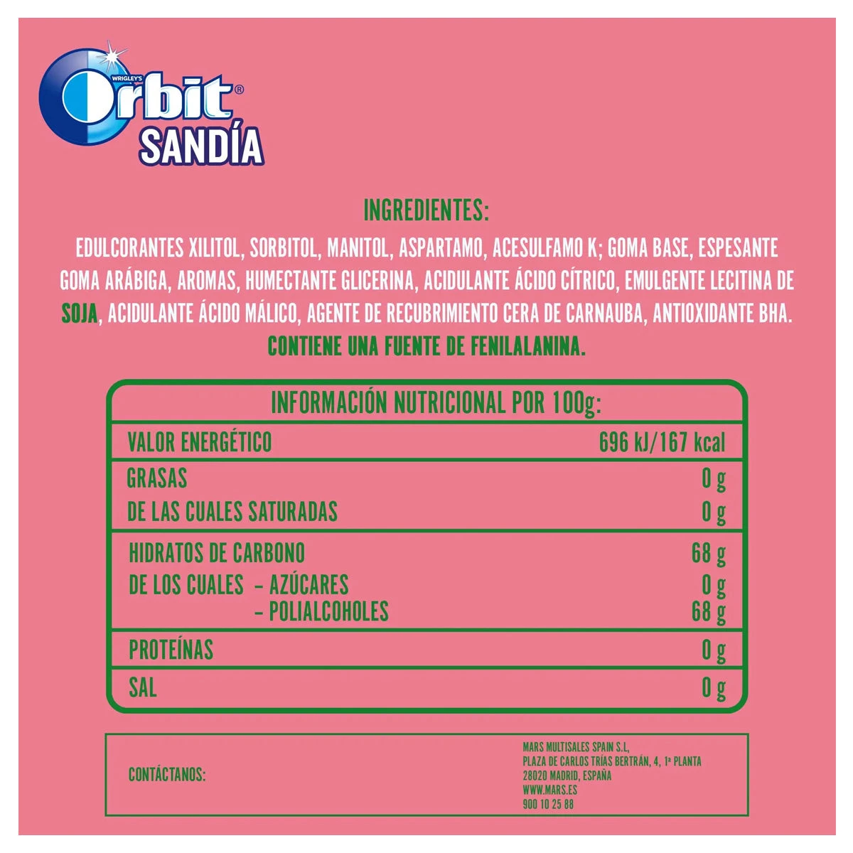 ORBIT 30 x Chicles Sin Azúcar Sabor Sandía 14g(Orbit 30 x chicles sin azucar sabor sandia 14g) ORBIT 30 X Chicles Sin Azúcar Sabor Sandía 14g(Orbit 30 X Chicles Sin Azucar Sabor Sandia 14g) -Mesa Del Sur orbit 2 a8e4732b 2842 43e1 a712 7c8c52d629ad