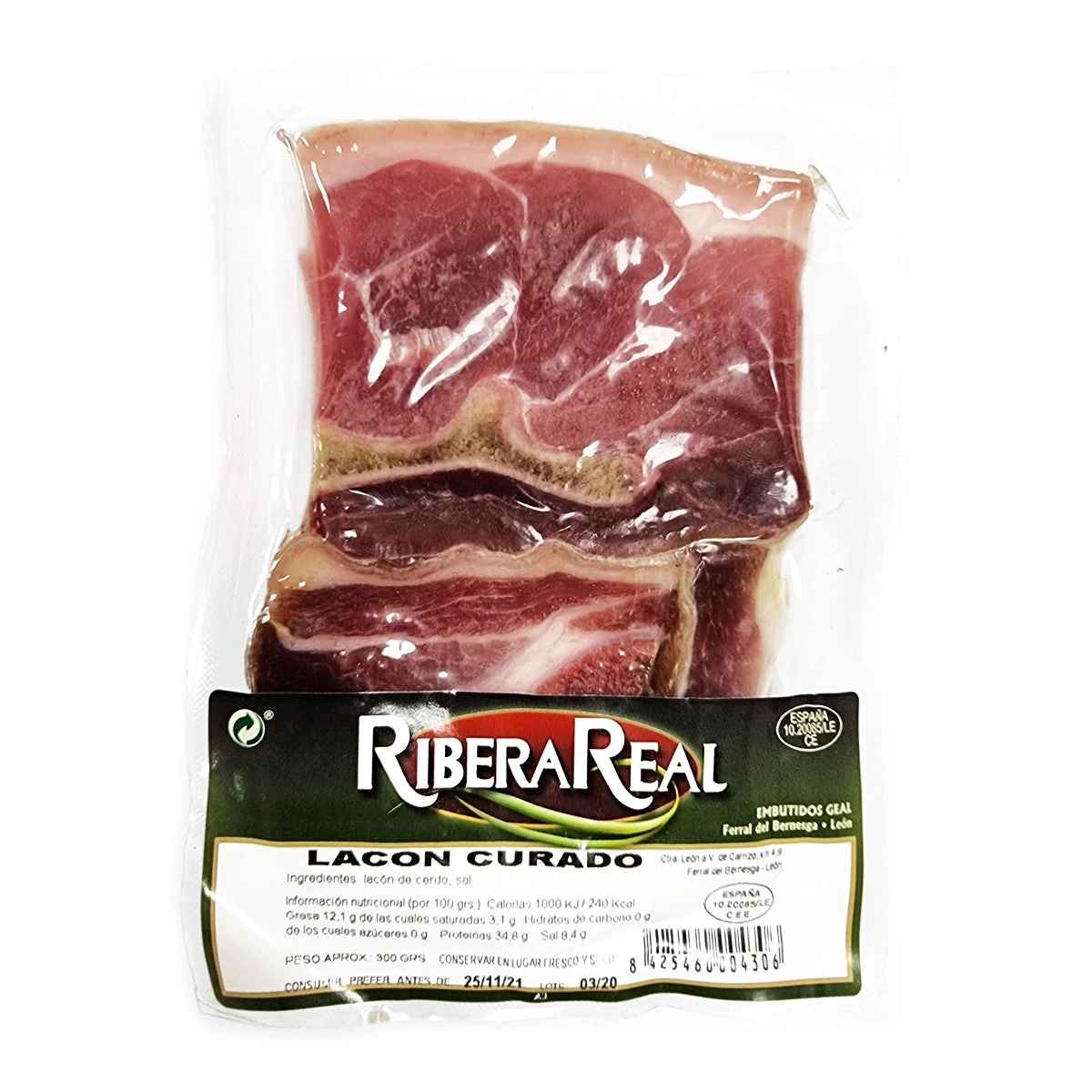 RIBERA REAL Lacon Curado. 300g.(Ribera real lacon curado) RIBERA REAL Lacon Curado. 300g.(Ribera Real Lacon Curado) -Mesa Del Sur ribera real