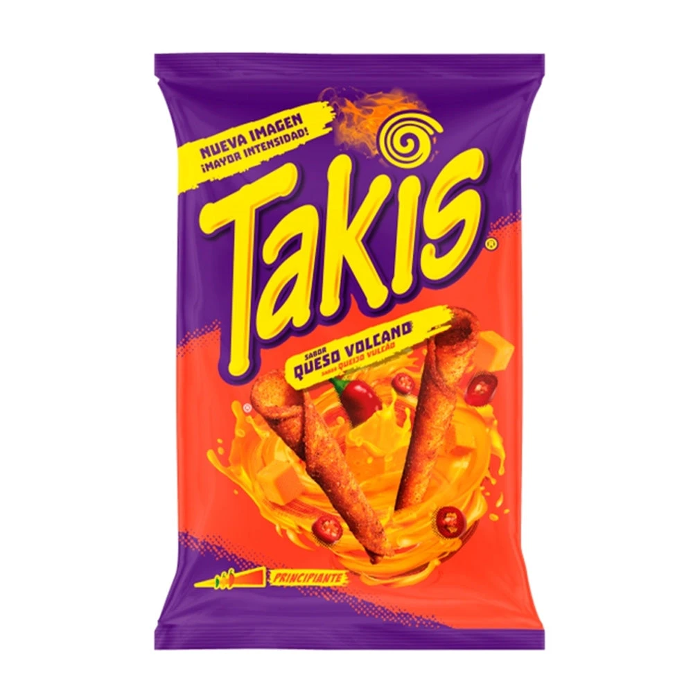 TAKIS Queso Volcano 130g(Takis rollitos de maiz crujientes de queso picante 140g) TAKIS Queso Volcano 130g(Takis Rollitos De Maiz Crujientes De Queso Picante 140g) -Mesa Del Sur takis queso volcano2